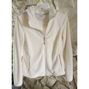 Calvin Klein Performance Women's Fleece Jacket Size Large Full Zip Cream Hooded